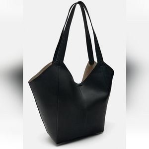 Zara | Faux Leather Black Tote